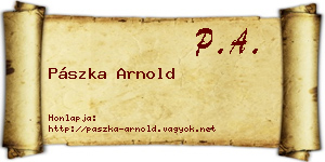 Pászka Arnold névjegykártya