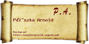 Pászka Arnold névjegykártya